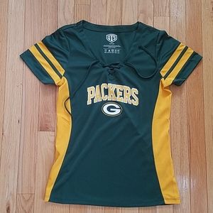 Green Bay Packers NFL Womens Tie Up Neck Slim Fit Top S Jersey OTS Football
